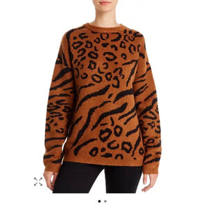 Line & Dot Alee Animal-Jacquard Sweater oversized XS $134 Retail EUC